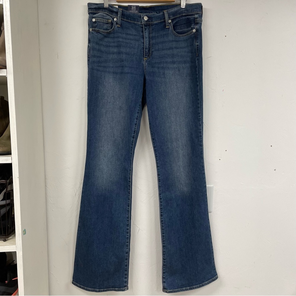 Gap Perfect Boot Mid Rise Womens Jeans 33 Medium Wash Bootcut Blue Denim Stretch